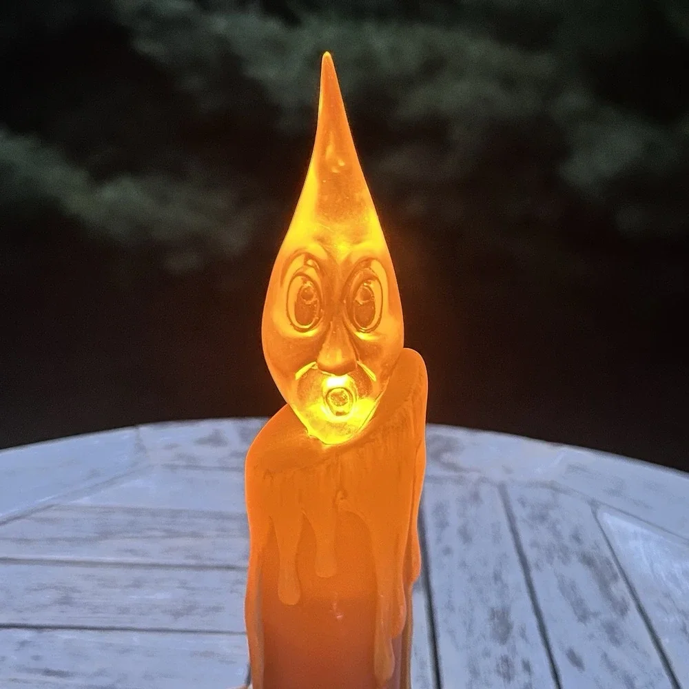 Hallmark Halloween Haunted Candle Spooky Ghost Face Flickering Light Battery
